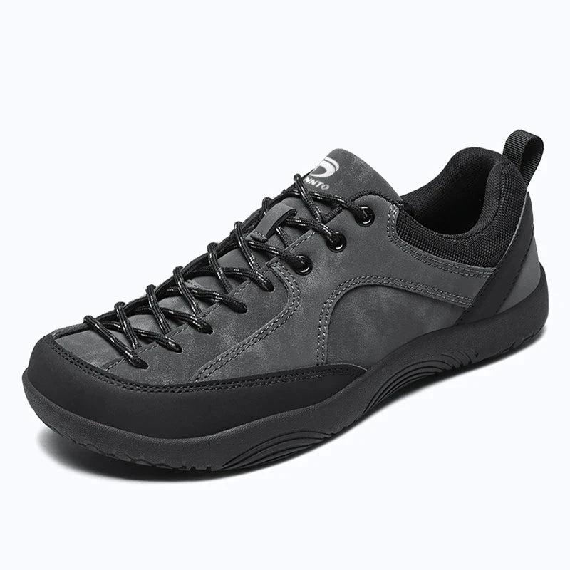 Dannto Veld I - Men's and Women's Wide Toe Box Barefoot Shoes gray shown from a three quarter view