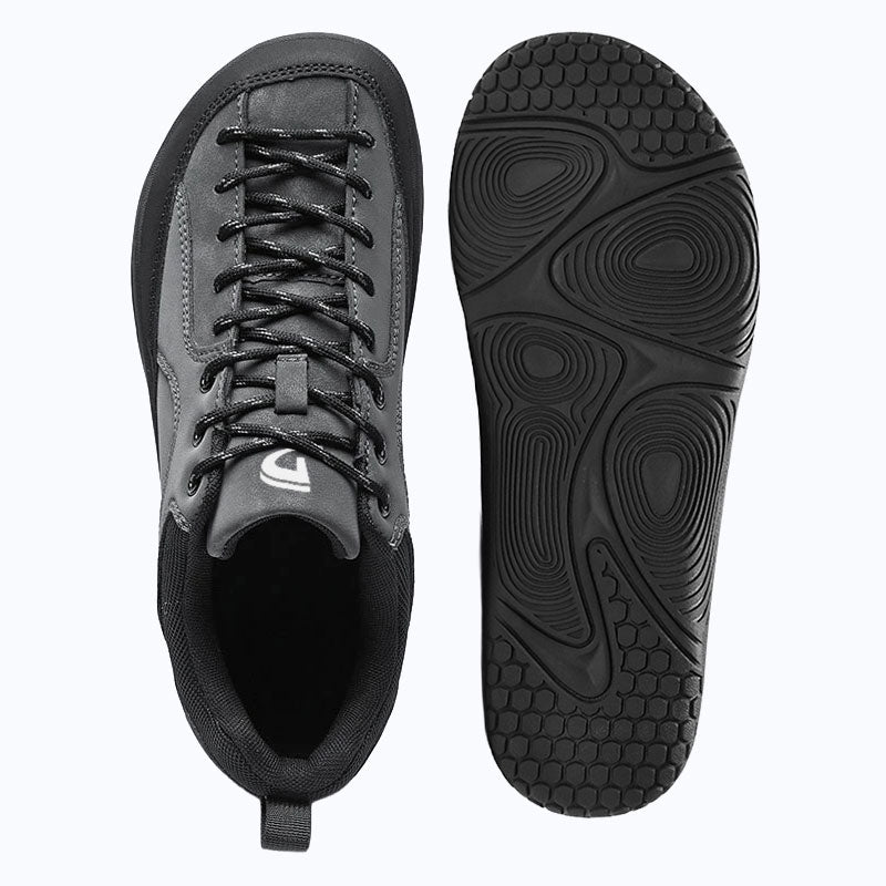Dannto Veld I - Men's and Women's Wide Toe Box Barefoot Shoes khaki shown from top and outsole views