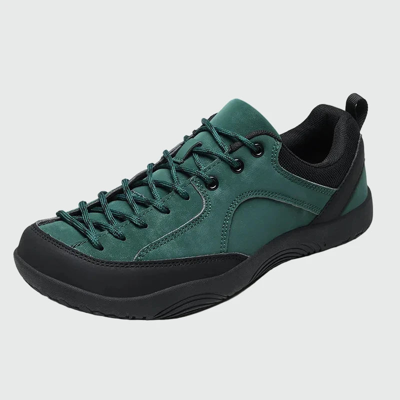 Dannto men's green wide toe outdoor sneakers from a three quarter view