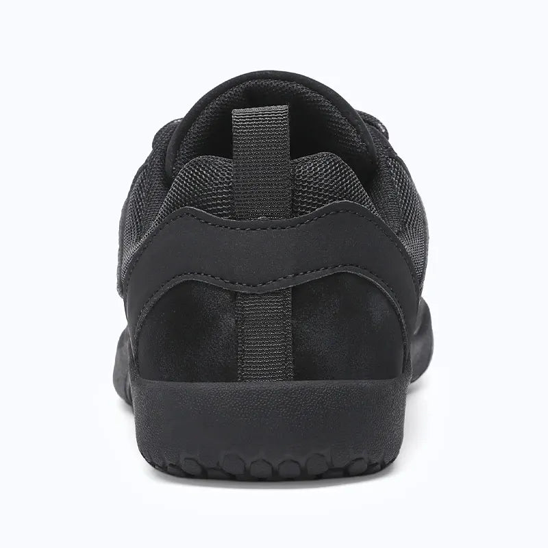 Dannto Veld I - 3E wide toe box barefoot shoes black shown from the back