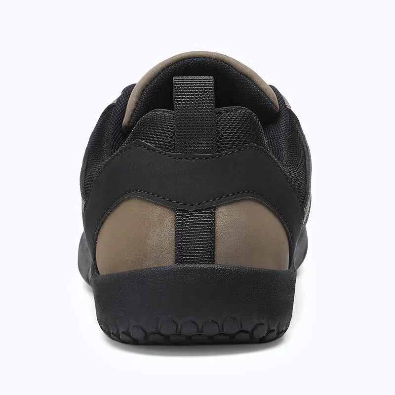 Dannto Veld I - 3E wide toe box barefoot shoes khaki shown from the back