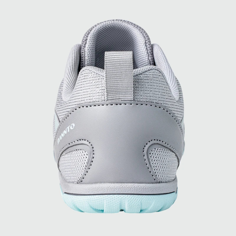 Gliss II - gray wide toe box barefoot shoes for women shown from the back