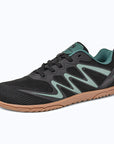 Gliss II - black wide toe box barefoot shoes for women shown from a three quarter view