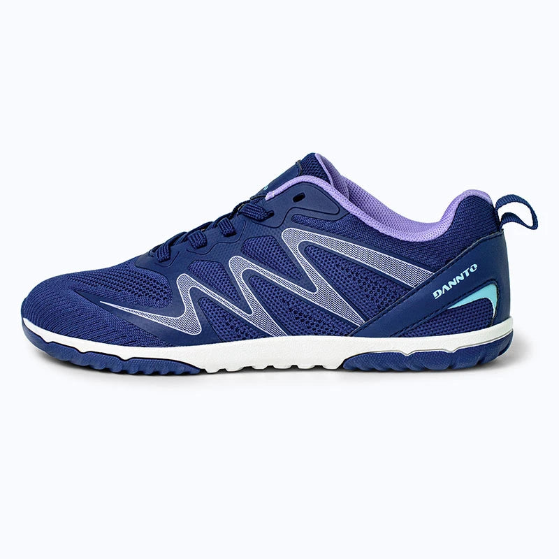Gliss II - blue wide toe box barefoot shoes for women shown from the side