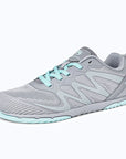Gliss II - gray wide toe box barefoot shoes for women shown from a three quarter view