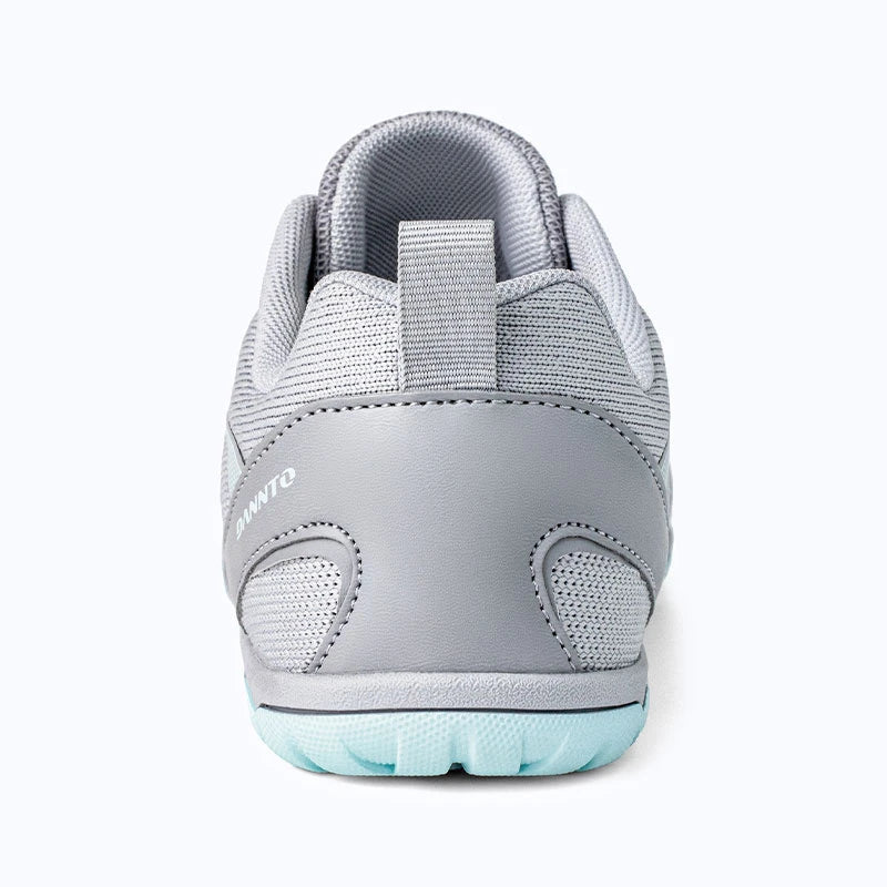 Gliss II - gray wide toe box barefoot shoes for women shown from the back