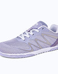 Gliss II - purple wide toe box barefoot shoes for women shown from a three quarter view