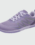 Gliss II - purple wide toe box barefoot shoes for women shown from a three quarter view