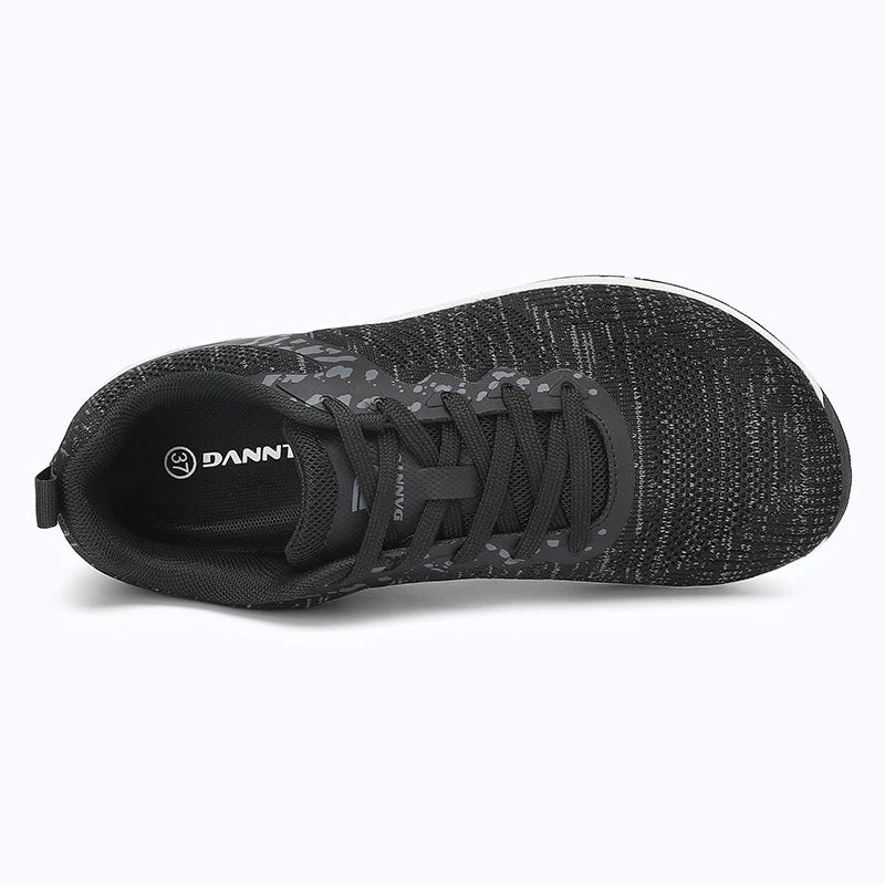 Gliss II Pro - black wide toe box barefoot shoes for women shown from the top