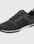 Gliss II Pro - black wide toe box barefoot shoes for women shown from a three quarter view