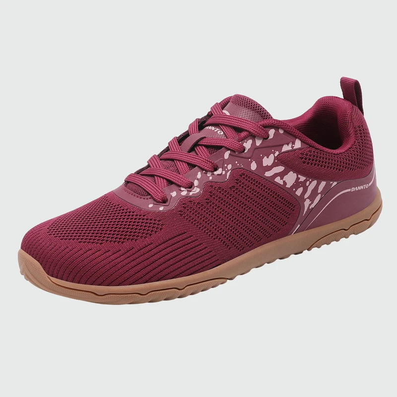 Gliss II Pro - wine red wide toe box barefoot shoes for women shown from a three quarter view
