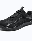 Dannto Aero N1 - 3E Wide Mesh Barefoot Shoes black shown from a three-quarter view