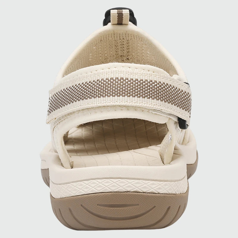 Dannto Trailport N3 - Women's hiking beige sandals shown from the back