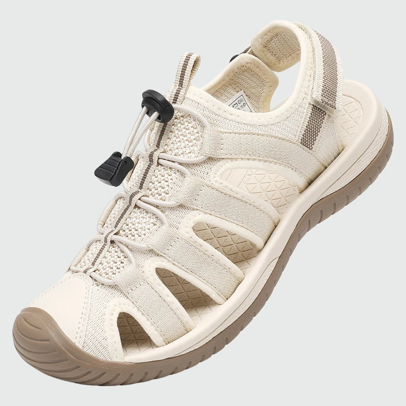 Dannto Trailport N3 - Women's hiking beige sandals shown from a three-quarter view