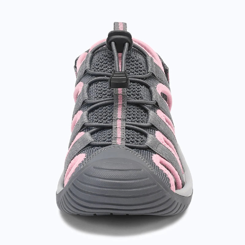 Dannto Trailport N3 - Women's hiking gray pink sandals shown from the front