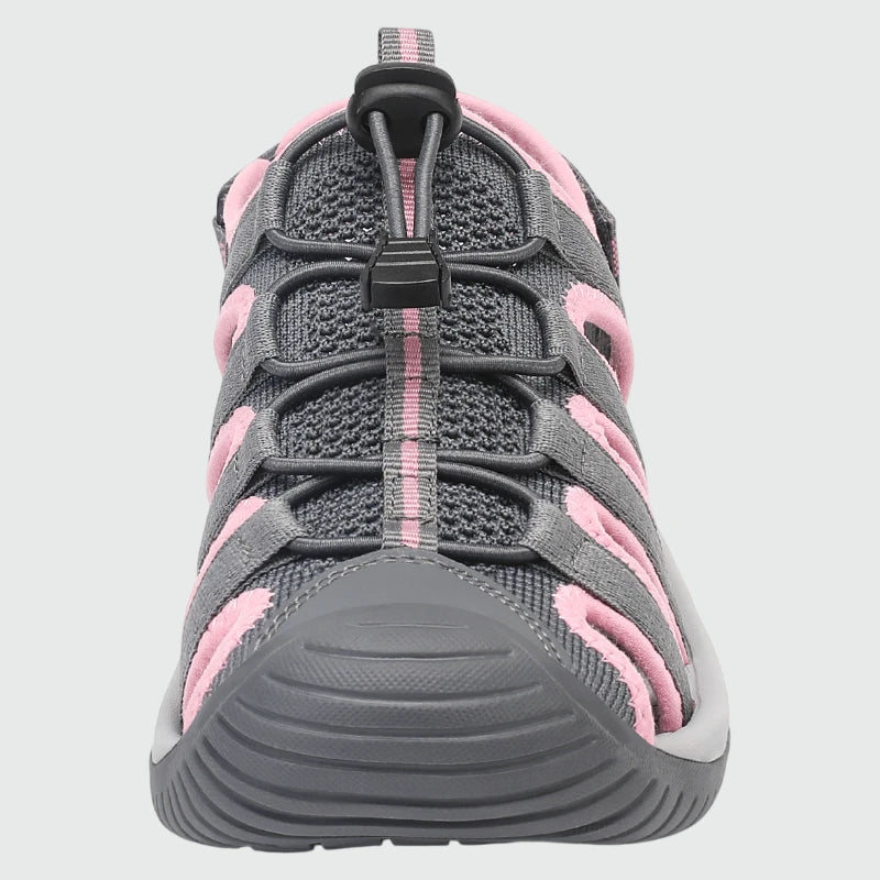 Dannto Trailport N3 - Women's hiking gray pink sandals shown from the front