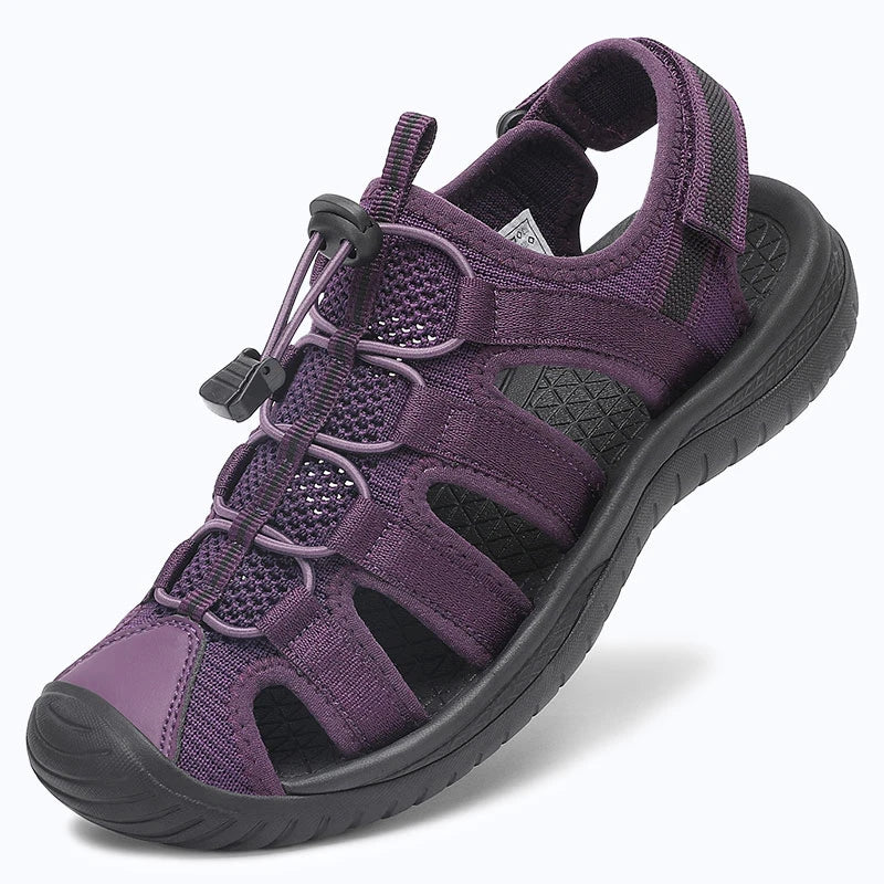 Dannto Trailport N3 - Women's hiking purple sandals shown from a three-quarter view