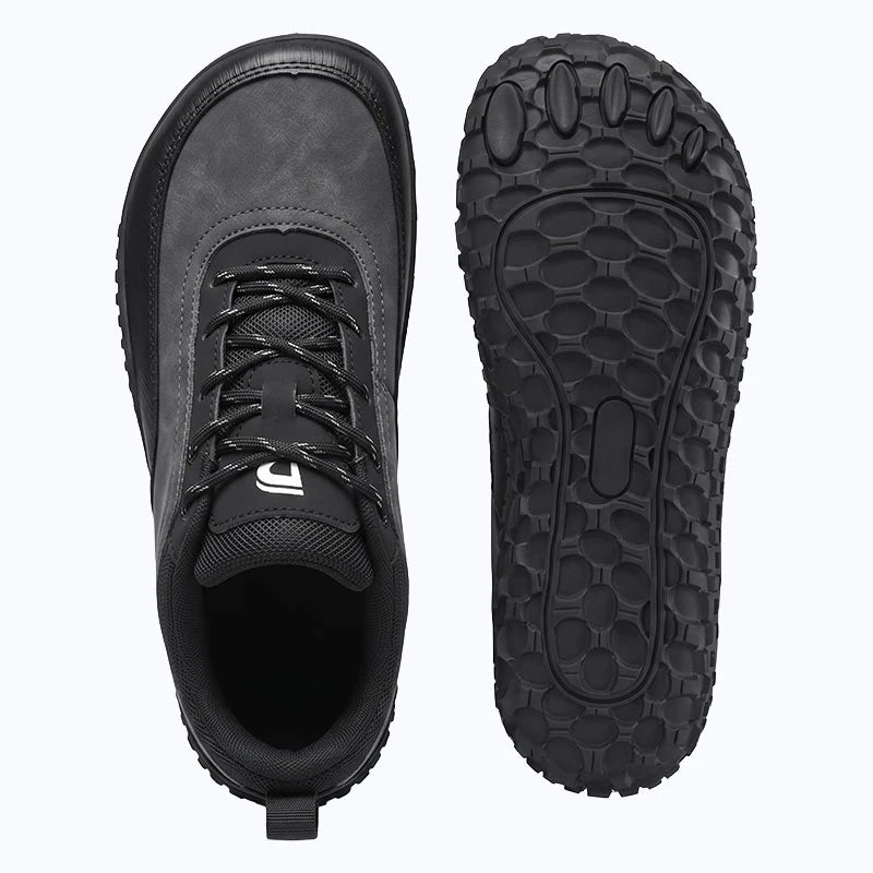 Dannto Aero N4 - 3E Wide Barefoot Shoes gray shown from top and outsole views